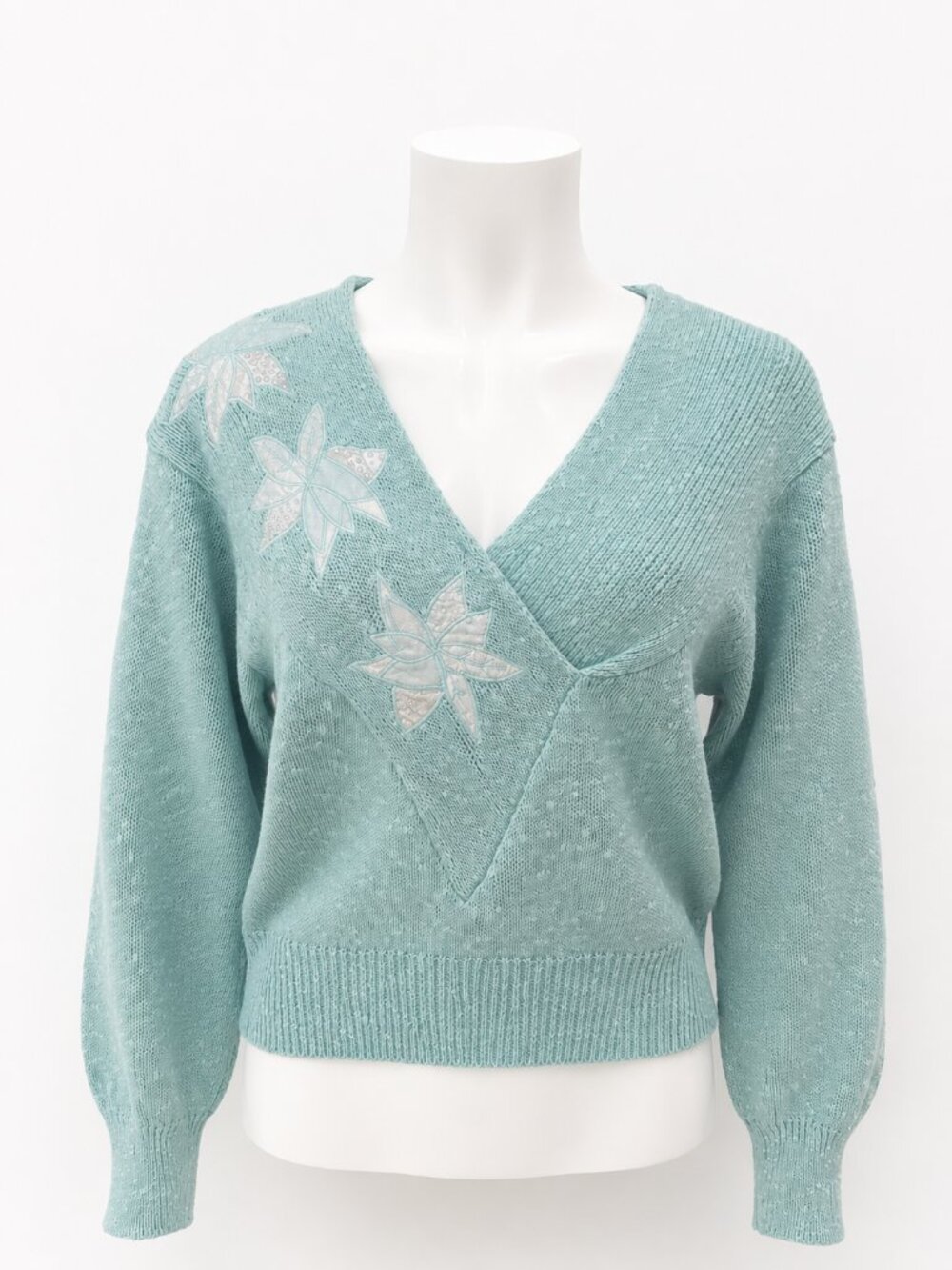 Olsen Blue Floral Knit Sweater